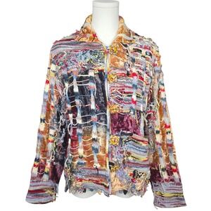 Sandy Starkman Velvet Patchwork Jacket Artwear India Boho Textile Multicolor S